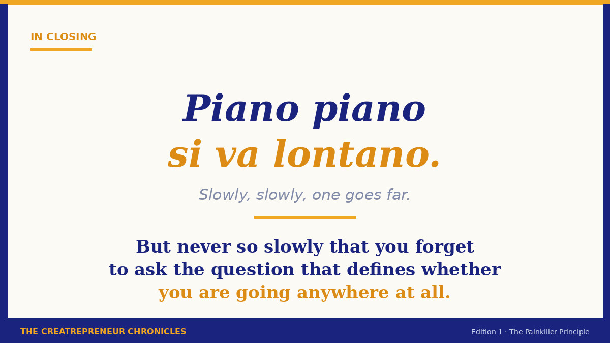 Quote card: Piano piano si va lontano